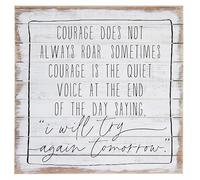 Yelenacca Courage Does Not Always Roar Sometimes Courage is The Quiet Voice at The End of The Day I Will Try Again Tomorrow - Letrero de valor, arte retro de metal de 8 x 12 pulgadas