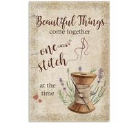 Yelenacca Póster de metal con texto en inglés «Sewing Beautiful Things Come Together One Stitch At The Time» (8 x 12 pulgadas)