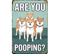 Yelenacca Shiba Inu Dog are You Pooping - Letreros de metal vintage para decoración de pared para inodoro, baño, jardín, hogar, bar, cafetería, póster de metal de 8 x 12 pulgadas