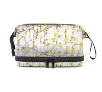 Yelllow Vines - Neceser de doble capa para mujeres y niñas, neceser de viaje para maquillaje, organizador práctico con compartimento para brochas, multicolor, 27x15x14 cm/10.6x5.9x5.5 in, Neceser