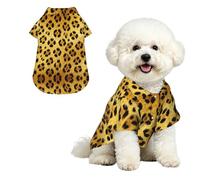 Yello - Camisa hawaiana XL con estampado de leopardo para perros pequeños, bonito traje de playa de verano para cachorro, ropa de gato suave y transpirable con botones