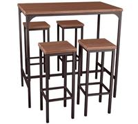 YELLOO Mod. Firenze Set Mesa de Bar Rectangular con 4 taburetes Color marrón Mesa 110 x 66 x 110 cm Altura