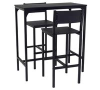 YELLOO Mod. LIGNANO Set Mesa y 2 Taburetes Cocina Angulo Bar Muebles Sillas Salón Color Negro