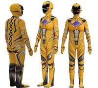 (Yellow,130)Niños Power Rangers Mighty Morphin Disfraz Mono Niños Niñas Vestido Elegante Conjunto