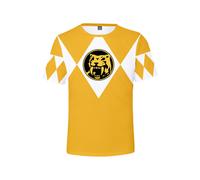 (Yellow,5XL)Camiseta Mighty Morphin Power Rangers Manga Corta Estampado de Dibujos Animados Informal Verano