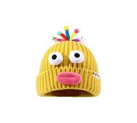 (Yellow) Adorkable Unisex Beanie Hat Girls Full Lips Style Photo Props Versatile Baggy Cap Hat for Autumn and Winter Yellow