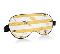 Yellow and White Striped Bees and Honeycombs Sleep Mask Lightweight Soft Breathable Eye Mask with Adjustable Strap Blackout Eye Mask for Women Men for Travel Night Sleeping