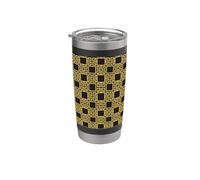 Yellow Black Beige Square Spiral Greek Pattern Vaso térmico de acero inoxidable de doble pared