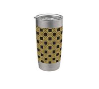Yellow Black Beige Square Spiral Greek Pattern Vaso térmico de acero inoxidable de doble pared