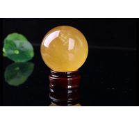 Yellow Calcite Sphere Gemstone Ball Quartz Crystal Sculpture Figurine with Stand,Yellow,70mm