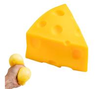 Yellow Cheese Squeeze Toy, 3.35x1.77x2.87 Inches Prop with Foam Build, Novelty Antistress Toy, Desk Ornament with Realistic Style, Sensory Tool for Workplace and Students