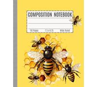 Yellow Composition Notebook Wide Ruled: Botanical Bee Illustration Cute Journal for Teen Girls | Aesthetic School Supplies for Kids and Students