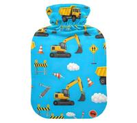 Yellow Construction Vehicles - Bolsa de agua caliente con pies de cubierta suave y calentador de cama, bolsa de agua caliente para calambres menstruales, tamaño mediano