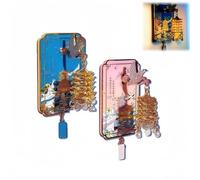 Yellow Crane Tower Luminous Lantern Refrigerator Magnet, Luminous Metal 3D Landmark Decorative Refrigerator, Cultural Scenic Gift for Travel Collectors and Home Kitchen Decor(Blue+Pink)