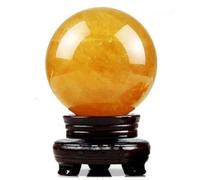 Yellow Crystal Ball- Crystal Sphere with Stand, Crystal Smelted Crystal Ball,for Feng Shui, Crystal, Divination, Home Decoration,Yellow Crystal ball-15cm