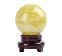 Yellow Crystal Ball Feng Shui Ball raw Stone Home Office Crystal Ornaments,Yellow,70mm