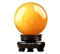 Yellow Crystal Ball Fortune Ornaments Stone Polished Yellow Crystal Ball Living Room Office Solve Kitchen Northwest,13cm-Yellow