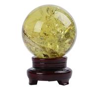 Yellow Crystal Ball Ornaments Crystal raw Stone Style Crystal Ornaments Home Office feng Shui Accessories,60mm