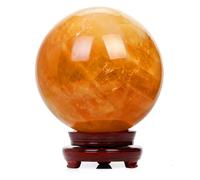 Yellow Crystal Ball Ornaments, raw Stone Polished Iceland Spar Ball, Calcite Ball Yellow Crystal Ball Ornaments,120mm