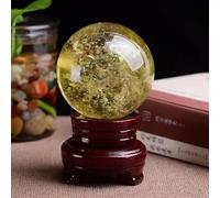 Yellow Crystal Ball raw Stone Ornaments Home Office Gift Yellow Crystal Ball Ornaments,70~80mm