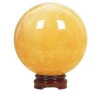 Yellow Crystal Ball Stone Home Office Decoration Talent Recruitment feng Shui Gift Topaz Opening,60mm Gemstone Stone