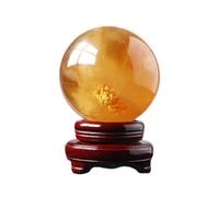 Yellow Crystal Ball Yellow Calcite Iceland Spar Polished Home Entrance Office Decoration Fortune Ornaments,14cm
