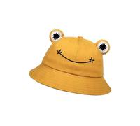 (Yellow)Cute Frog Bucket Hat Summer Outdoor Foldable Fisherman Hat For Women Men