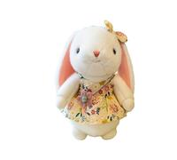 (yellow)Cute White Rabbit Plush Toy Floral Skirt Rabbit Doll Catching Machine Rag Doll Girl Birthday Gift