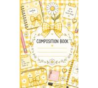 Yellow Daisy Gingham Composition Book: 120 Dotted Pages Dot Grid Journal for Women & Girls: Cute Floral Bullet Journal Notebook with Bows & Hearts - Perfect for Planning, Notes & Daily Motivation