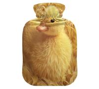 Yellow Duck - Bolsa de agua caliente con funda de forro polar suave, bolsa de agua caliente para aliviar el dolor de cuello y hombros, terapias frías y calientes, talla L