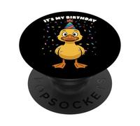 Yellow Duck It's My Birthday Party Hat Bday Boys Girls Kids PopSockets PopGrip Adhesivo
