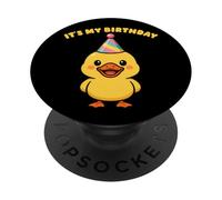 Yellow Duck It's My Birthday Party Hat Bday Boys Girls Kids PopSockets PopGrip Adhesivo