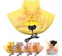 (Yellow) Electric Heating Shoulder Pads USB Heated Wrap Neck Massager Electric Warm Cervical Shawl Relief Fatigue Thermal Compress Back
