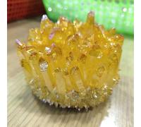 Yellow Electroplated Crystal Cluster Rough Rock Quartz Flowers Aura Stones Gift Modern House Decoration (Size : 350-450g)