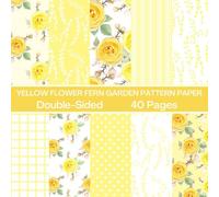 Yellow Flower Fern Scrapbook Paper 40 Pages 20 Sheets: Double Sided Pattern Paper for Scrapbooking, Card Making, Origami, DIY and More