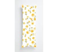 Yellow Flowered Body Pillow Case Cover 50x135cm, Long Backrest Cushion Pillow Protector with Zipper, Decorative Bedding Pillowcase, Soft Body Pillow Cover for Couch Bedroom Plants