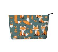 Yellow Fox - Bolsa de maquillaje de pana versátil con cremallera para uso diario y organizador de capacidad de viaje, Black, Talla única
