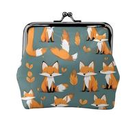 Yellow Fox - Monedero pequeño para mujer, rectangular, con cierre de beso, tamaño de bolsillo, mini monedero para mujer