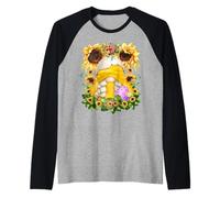 Yellow GNOME In Easter Chick Costume For Sunflower Lovers Camiseta Manga Raglan