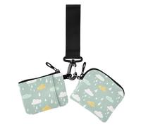 Yellow-Green Cloud - Carteras dobles para mujer, tarjetas de visita de gran capacidad, soporte para dinero con correa de muñeca para dama, 2 paquetes, Nube amarilla-verde, 1 size, Casual