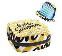 Yellow Hello Summer Ananas Comosus Period Pouch portátil, bolsa de almacenamiento de tampón para servilletas sanitarias, Varios colores, 4.7x6.6x6.6 in/12x17x17 cm
