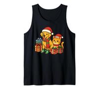 Yellow Lab Cat Labrador Christmas Dog Santa Hat Pijama Kitty Camiseta sin Mangas