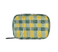 Yellow Lime - Bolsa de medicina moderna con patas de gallo verde para viajar con compartimentos desmontables, práctico organizador de pastillas de viaje para bolso