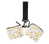 Yellow Little Fresh Flower Bloom - Monederos para mujer, tamaño pequeño, portátil, organizador de tarjetas con cierre, bolsillo para monedas para trabajo, viajes, 2 paquetes, flor pequeña flor fresca