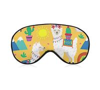 Yellow Llama Alpaca Sleep Mask Cacti Blindfold para dormir Elástico Blackout Eye Mask Cover para el sueño de toda la noche Viajes y siesta