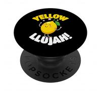 Yellow Llujah Cute Lemon Pun Kawaii Happy Fruit PopSockets PopGrip Adhesivo