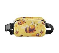 Yellow Lovely Bee Paradise - Cangurera de moda con diseño de dibujos animados para hombres y mujeres, pequeña riñonera cruzada con correa ajustable para viajes, vacaciones, correr, dibujos animados de