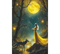 Yellow Moon Notebook: Blank Lined Notebook for All Ages, Moon, Yellow, Wolf | 6x9 inches, 110 pages | Gifts for Birthdays, Christmas, Thanksgiving and more
