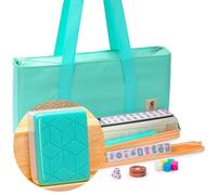 Yellow Mountain Imports American Mahjong Set, pimienta con caja suave verde pimienta - 4 estantes todo en uno con empujadores, monedas de apuesta Wright Patterson, dados e indicador de viento