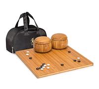 Yellow Mountain Imports Juego de Go Tablero de Bambú Reversible Grabado (2 Centimetros) 19x19 / 13x13 Piedras Biconvexas De Melamina y Cuencos De Bambú - Juego de Mesa de Estrategia clásico
